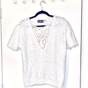 Vintage White Sequin Sweater.